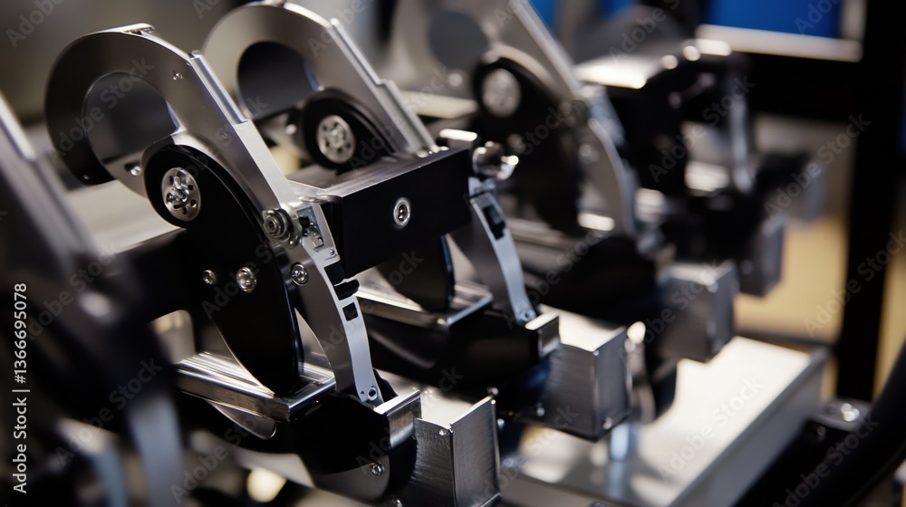 Fototapeta premium A robotic arm in a smart healthcare lab, assembling robotic surgery tools with extreme precision for minimally invasive procedures, Med-tech style