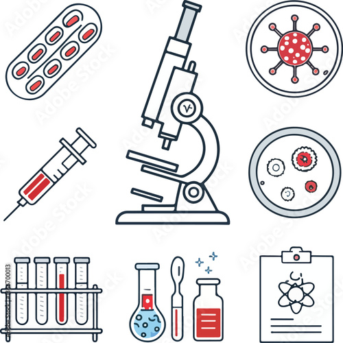 Pathology Icons Set – Editable Stroke Vector Illustration