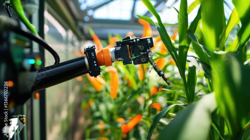 Wallpaper Mural A robotic arm in an advanced agricultural facility, assembling smart harvesting machines for precision farming with AI-powered accuracy, Agri-tech style Torontodigital.ca