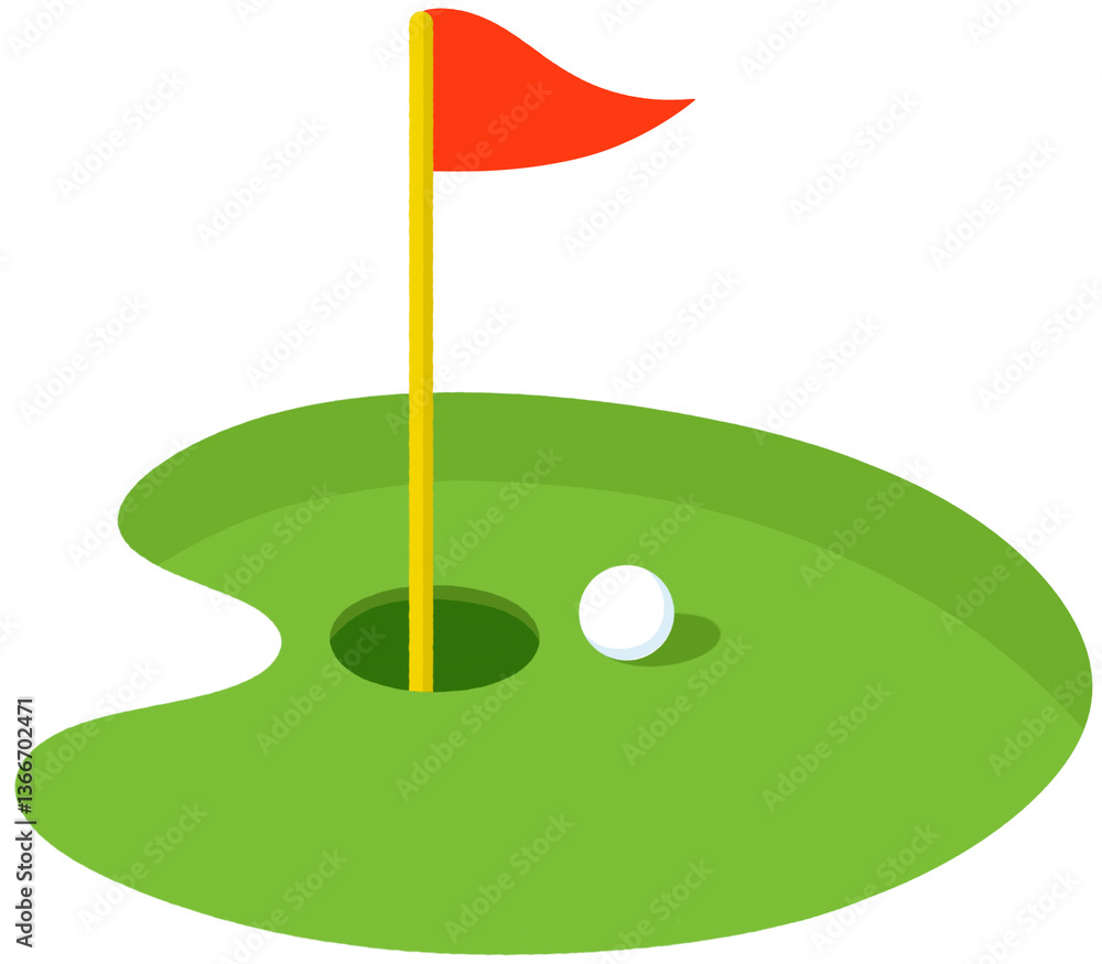 golf ball and flag golf ball and flag
