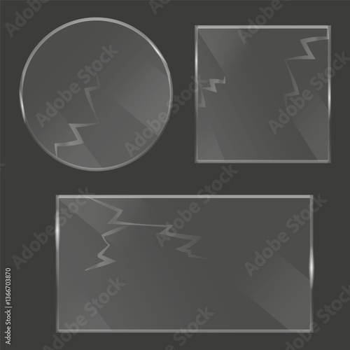 Solid homogeneous background. Circular, square, rectangular. Shattered glass pattern. Modern vector composition.
