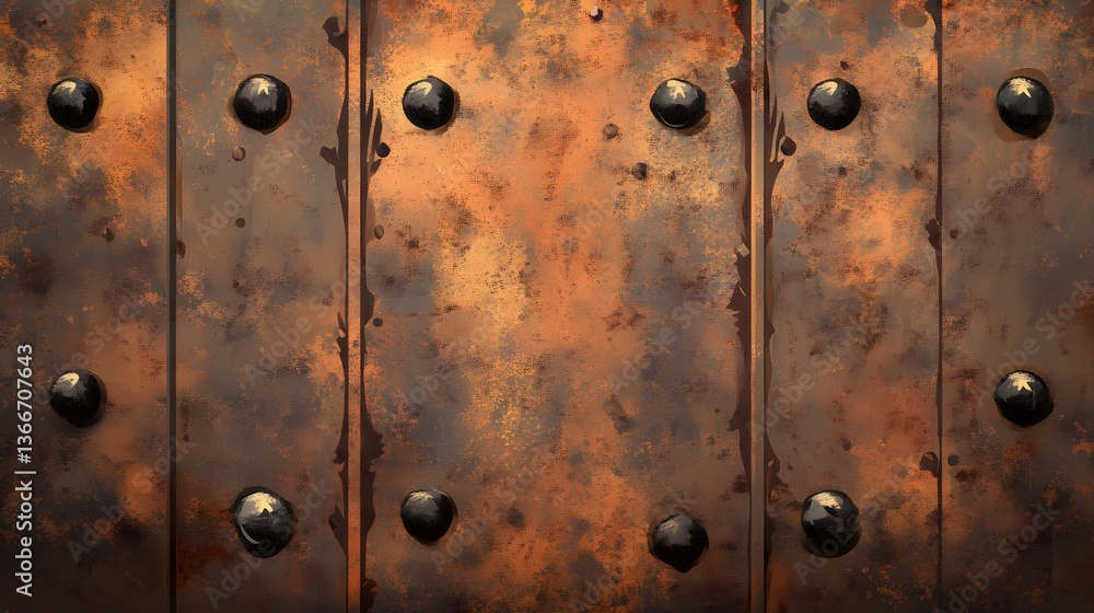 Fototapeta premium Detailed Rusty Iron Plate Texture Background in Cartoon Vector Style for Designs