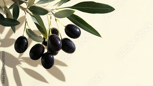 A close up image of ripe olives on a branch