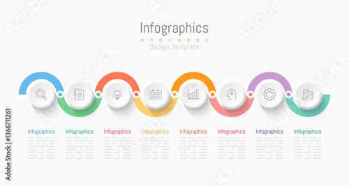 Infographic 8 options design elements for your business data. Vector Illustration.