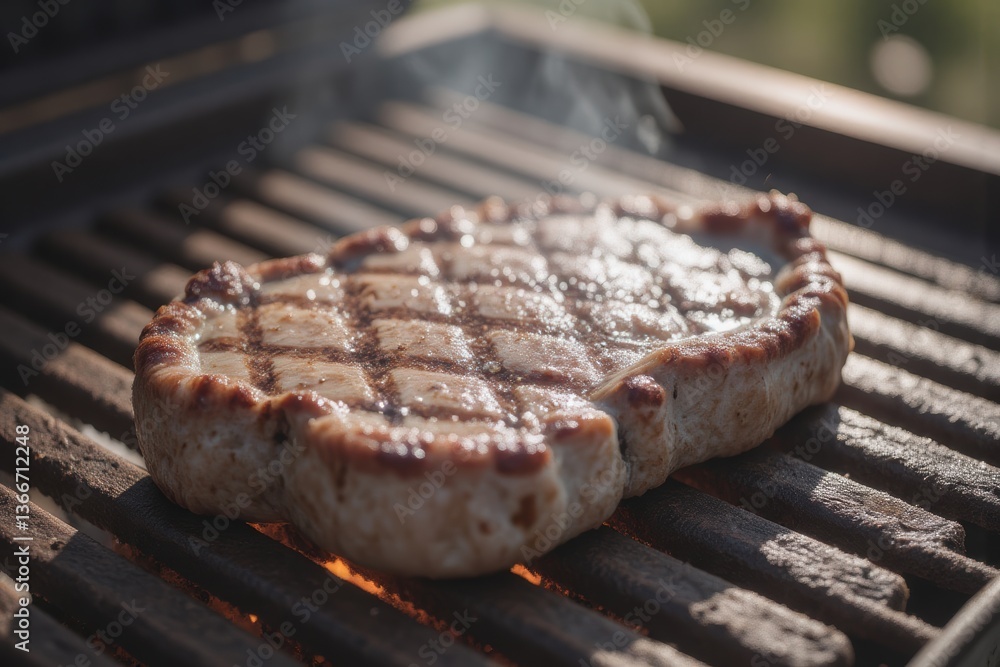 Grilled Pork Chop with Perfect Grill Marks: BBQ Food Photography Grilled Pork Chop with Perfect Grill Marks: BBQ Food Photography