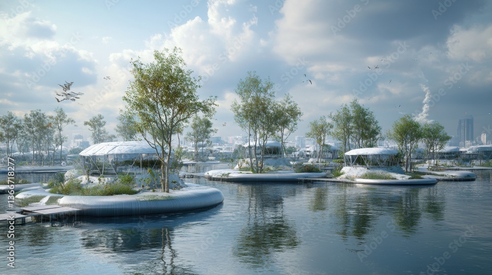 Fototapeta premium A futuristic simulation of climate change effects on global ecosystems.