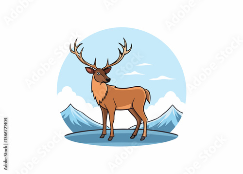 Cute Cartoon Reindeer in Christmas Sweater – Vector Illustration, Clipart & Line Art, ute Christmas reindeer in a festive sweater – vector illustration, perfect for digital products & prints.