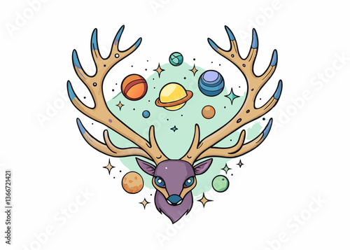 Cute Cartoon Reindeer in Christmas Sweater – Vector Illustration, Clipart & Line Art, ute Christmas reindeer in a festive sweater – vector illustration, perfect for digital products & prints.