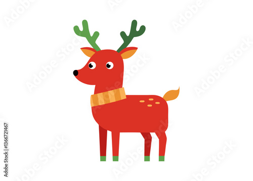 Cute Cartoon Reindeer in Christmas Sweater – Vector Illustration, Clipart & Line Art, ute Christmas reindeer in a festive sweater – vector illustration, perfect for digital products & prints.