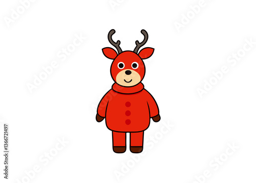 Cute Cartoon Reindeer in Christmas Sweater – Vector Illustration, Clipart & Line Art, ute Christmas reindeer in a festive sweater – vector illustration, perfect for digital products & prints.