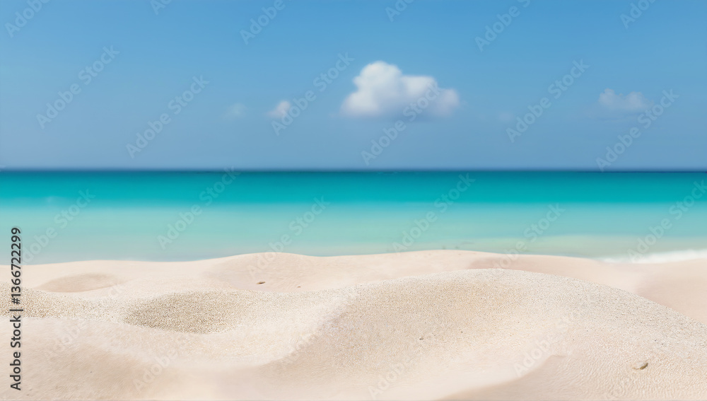 Fototapeta premium Serene Beach Scene with Soft Sand and Turquoise Waters