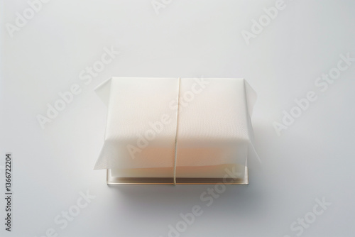 Minimal Japanese-Style Gift Box Wrapped in White Fabric – Clean Product Mockup, AI Generated
