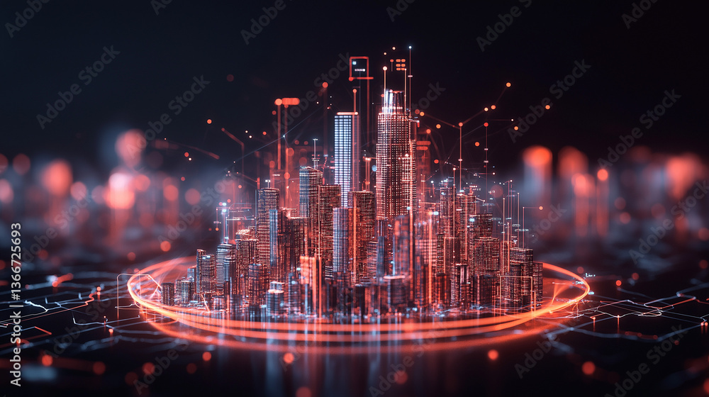 Futuristic Cityscape: A captivating, low-angle perspective showcases a mesmerizing futuristic cityscape, all ablaze with intricate neon lines, against a dark backdrop. Futuristic Cityscape: A captivating, low-angle perspective showcases a mesmerizing futuristic cityscape, all ablaze with intricate neon lines, against a dark backdrop.