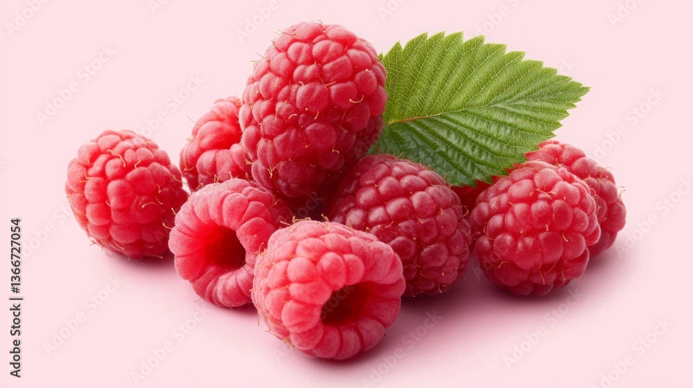 A cluster of juicy raspberries, vibrant red against a soft pink background. A cluster of juicy raspberries, vibrant red against a soft pink background.