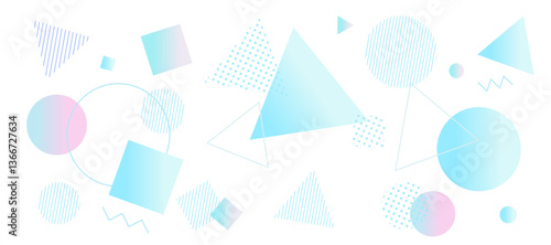 夏をイメージした幾何学模様の背景イラスト　ジオメトリック　グラデーション　メンフィス