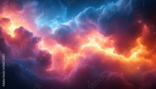 Ethereal glowing clouds forming soft transitions in gradient colors