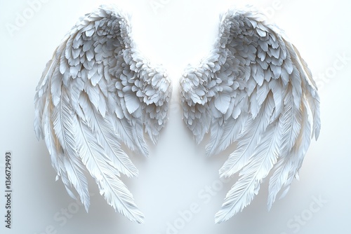 Feathered Angel Wings Isolated on Clean Background for Creative Design Use
