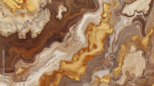 Fluid Abstract Art Mixing Browns Golds and Whites with Swirling Patterns