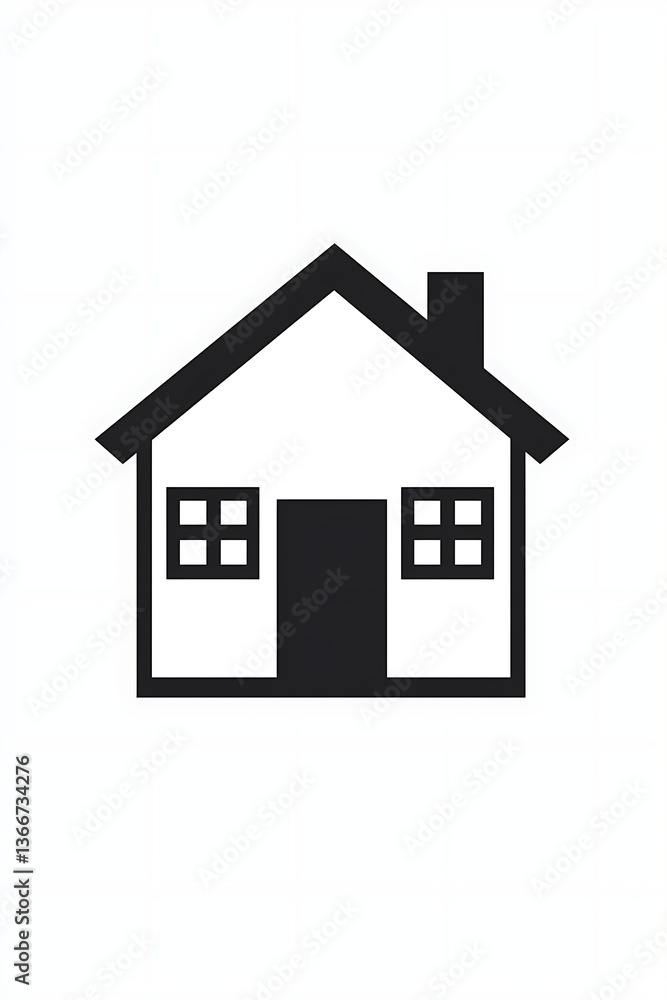 A simple house icon, filled in black, with a white background A simple house icon, filled in black, with a white background
