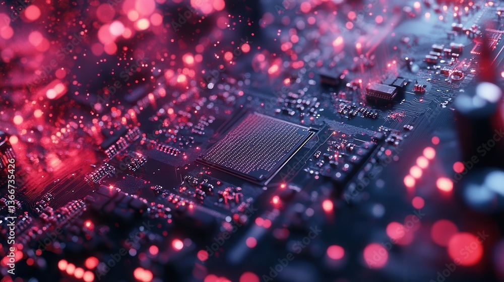 Obraz premium Circuit board. Technology background. Central Computer Processors CPU concept. Motherboard digital chip.