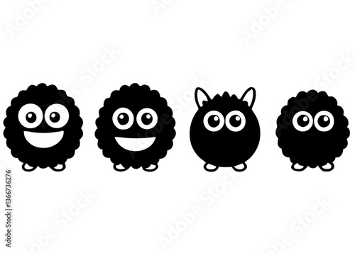 Funny Furry Blue Monster Cartoon Vector Illustration with White Background – Cute and Playful Design, Funny furry blue monster vector illustration, perfect for cartoons, clipart, and playful designs