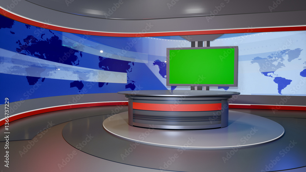 3D Virtual TV Studio News, Backdrop For TV Shows .TV On Wall.3D Virtual News Studio Background,3d illustration 3D Virtual TV Studio News, Backdrop For TV Shows .TV On Wall.3D Virtual News Studio Background,3d illustration