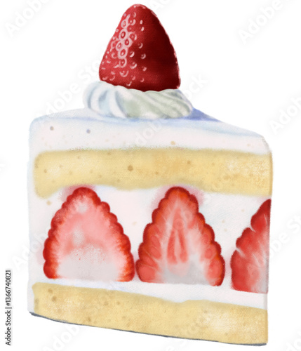Delicious strawberry cake slice with cream and fresh strawberries, perfect for dessert lovers. Indulge in this sweet treat that brings joy to any occasion