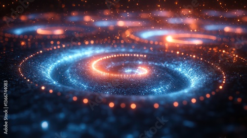 Glowing ring patterns creating a futuristic tech-inspired abstract design