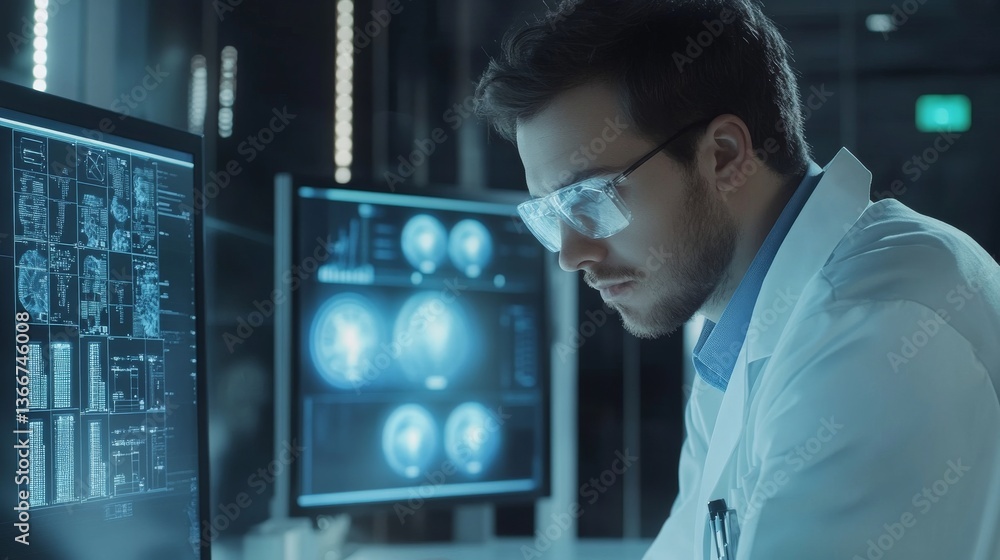 A blockchain researcher working on AI enhanced decentralized data storage solutions, futuristic tech facility with real-time data storage simulations, High-tech style A blockchain researcher working on AI enhanced decentralized data storage solutions, futuristic tech facility with real-time data storage simulations, High-tech style