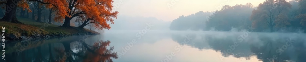 River reflection with foggy trees in the distance, mist, tree, water River reflection with foggy trees in the distance, mist, tree, water