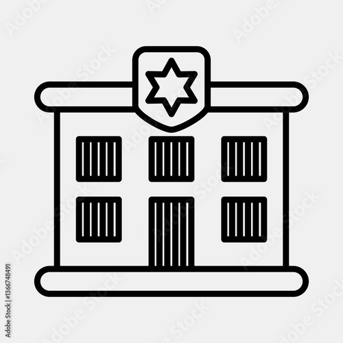 Icon prison. Building elements. Icons in line style. Good for prints, web, posters, logo, site plan, map, infographics, etc.