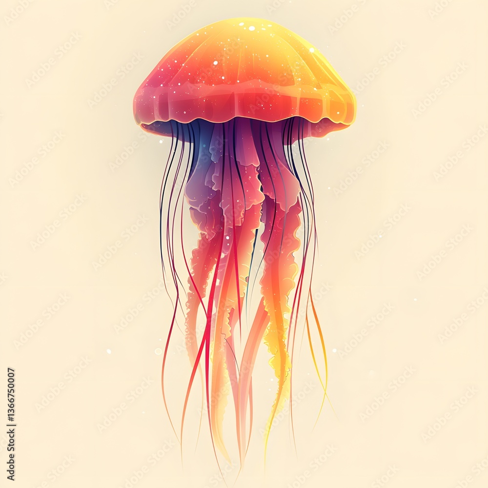 Fototapeta premium there is a jellyfish floating in the water with a yellow background