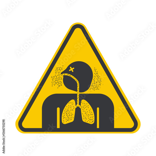 Isolated pictogram representing poor air quality, pollution hazards, and the danger of inhaling airborne particles affecting lung health and safety