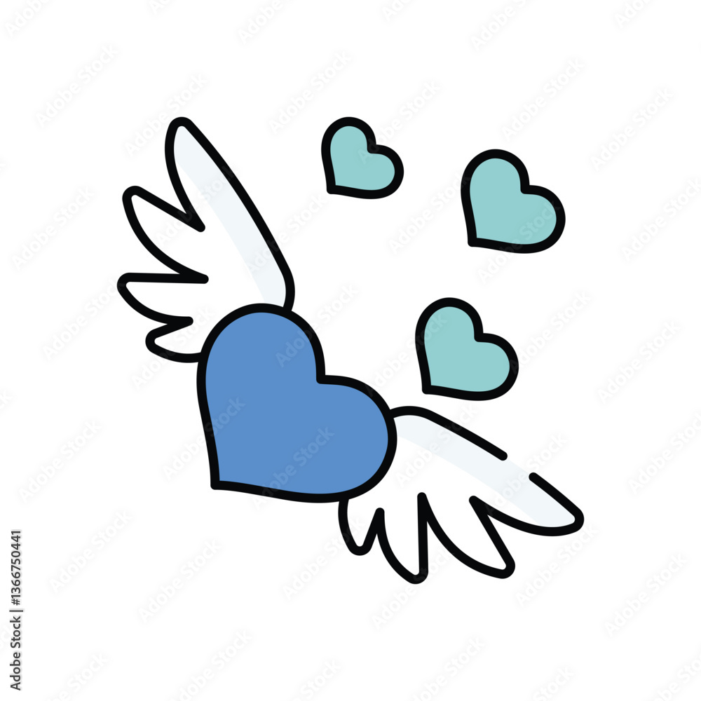 Obraz premium Heart Wings vector icon stock illustration