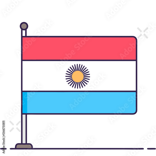 Argentina flag waving in colorful design  
