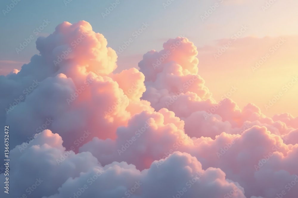Soft peach and orange hues illuminate the sky with puffy white clouds at dusk, clouds, pastel colors, soft peach Soft peach and orange hues illuminate the sky with puffy white clouds at dusk, clouds, pastel colors, soft peach
