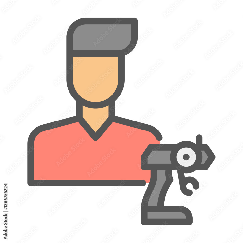 remote control player filled outline icon, player color line illustration remote control player filled outline icon, player color line illustration