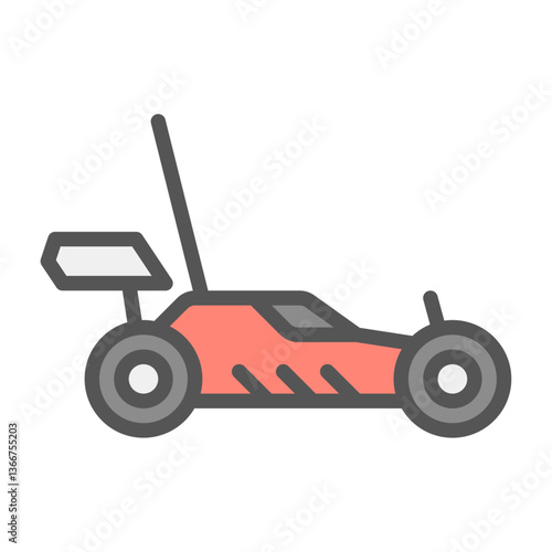 remote control car filled outline icon, racing car color line illustration
