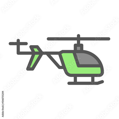remote control helicopter filled outline icon, helicopter color line illustration
