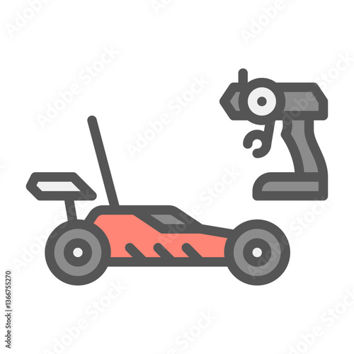 Remote control car filled outline icon, Remote control car color line illustration

