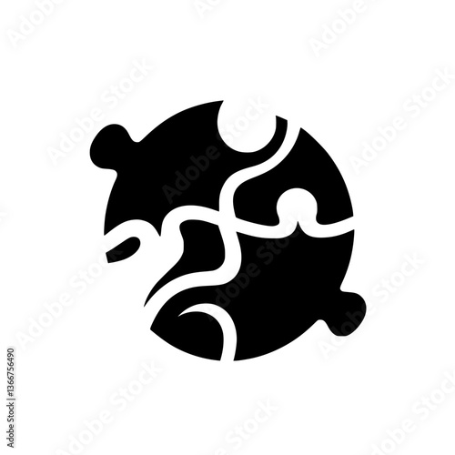 Circular Interlocking Puzzle: Abstract Black & White Design
