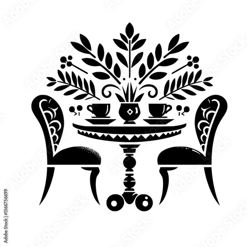 Monochrome Floral Tea Party