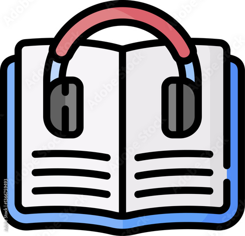 audio book Illustration on a white background.