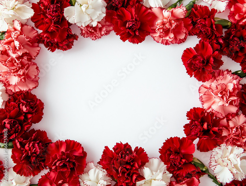 赤とピンクのカーネーションの母の日のフレーム