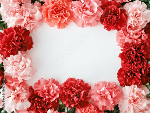 赤とピンクのカーネーションの母の日のフレーム