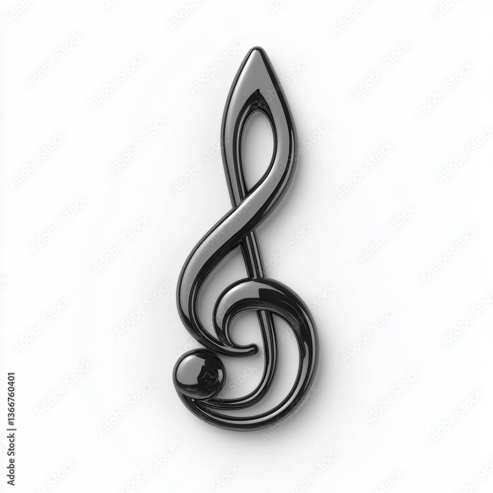 Obraz premium Stylized treble clef symbol on a solid white background