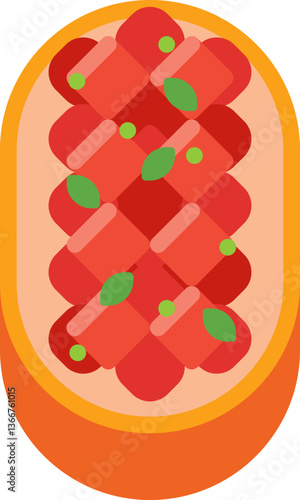 bruschetta Illustration on a white background.