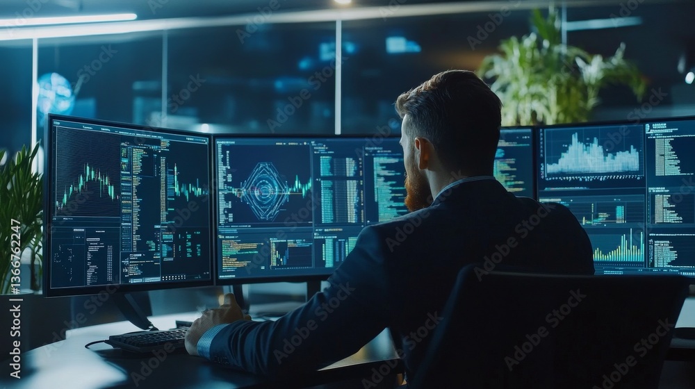 A digital asset manager creating AI powered automated crypto asset allocation strategies for investors, futuristic finance center with live portfolio data, High-tech style A digital asset manager creating AI powered automated crypto asset allocation strategies for investors, futuristic finance center with live portfolio data, High-tech style