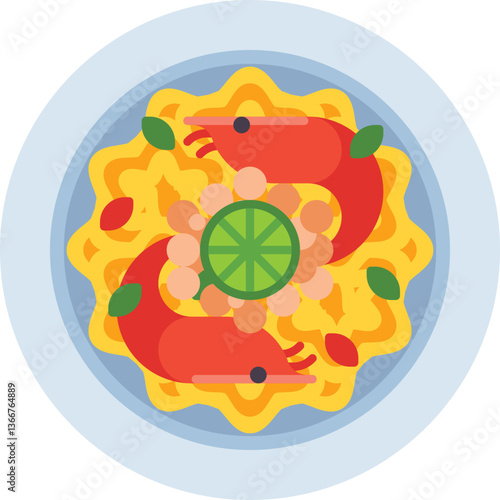 pad thai Illustration on a white background.