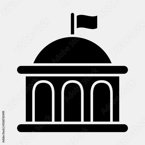 Icon government. Building elements. Icons in glyph style. Good for prints, web, posters, logo, site plan, map, infographics, etc.